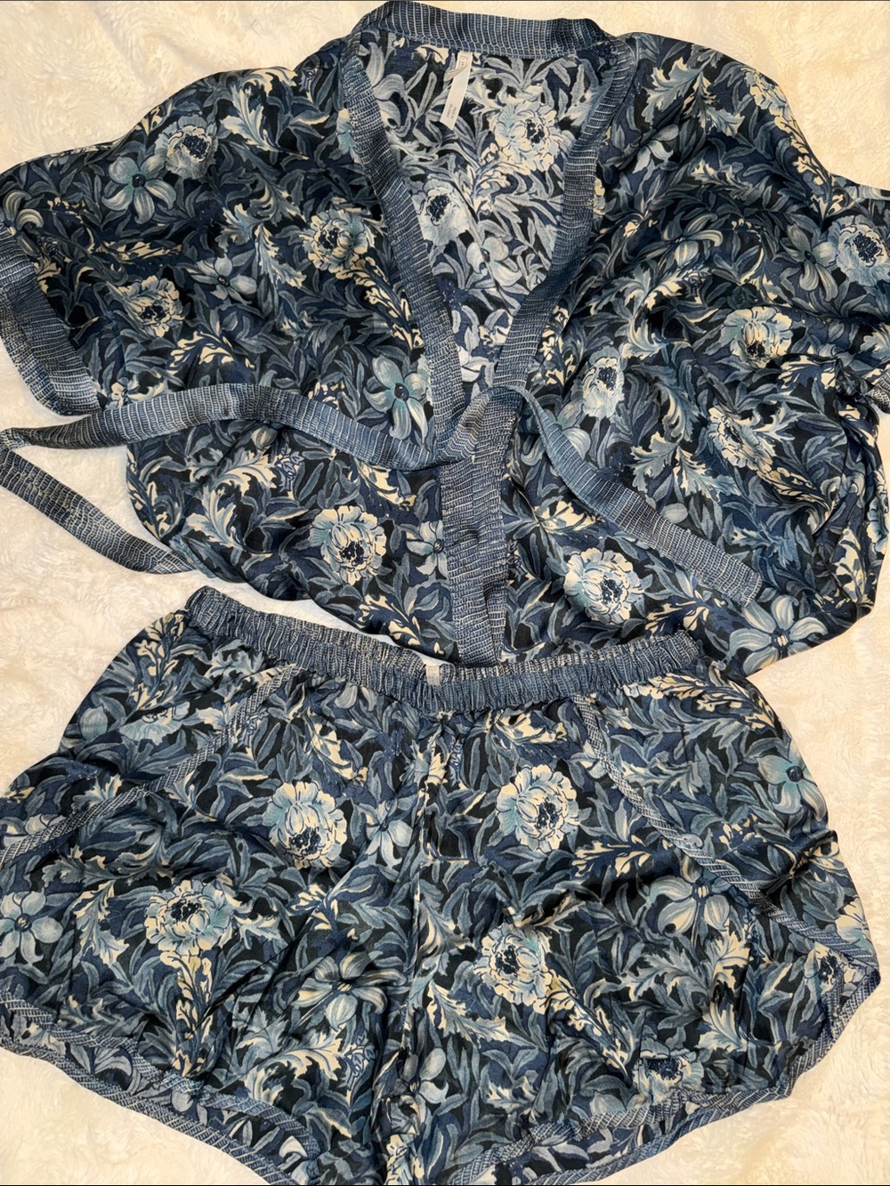 intimissimi Blue Floral Short-Sleeve Kimono & Shorts